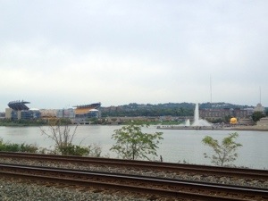 We preferred our view of that menacing duck and Heinz Field from the other side of the tracks. 